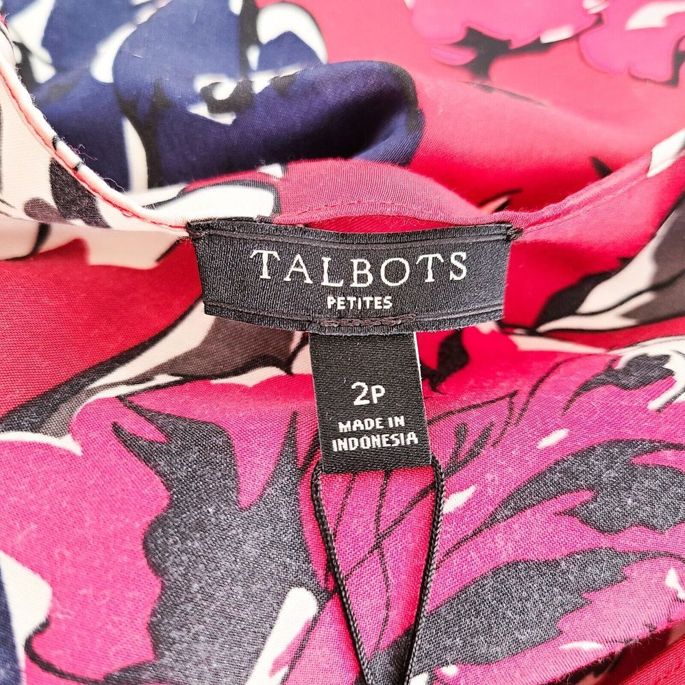 Talbots Short Sleeve Blouse Top Womens 2P Floral V-Neck Multicolor New w/ Tag - Picture 5 of 7
